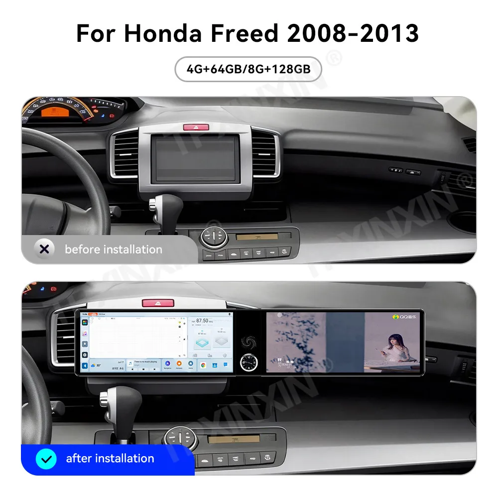 

12.3'' Dual Screen Car Radio For Honda Freed 2008-2013 Car Multimedia Video Player Stereo GPS Carplay Head Unit 4G WIFI DSP BT