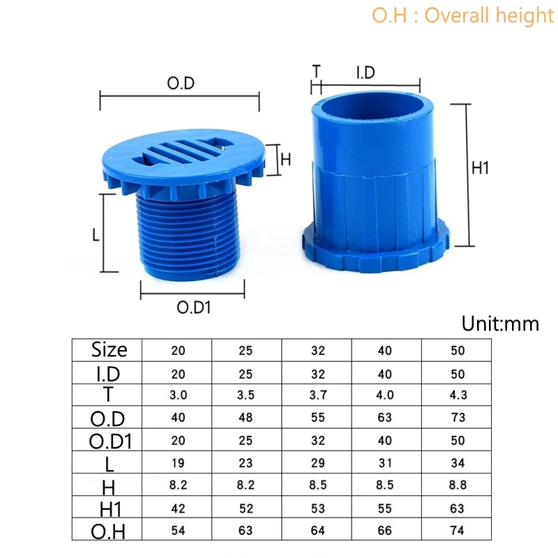 1PC I.D 20~50mm PVC Pipe Aquarium Fish Tank Drain Joint Water Pool Inlet Outlet Drainage Connector Household DIY Inlet Joints
