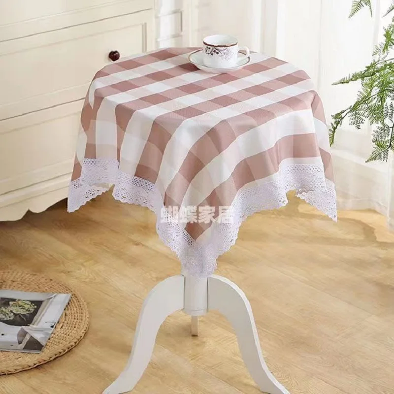 Cotton and Linen Blended Square Tablecloth, Waterproof and Stain-Proof, Disposable, High-End