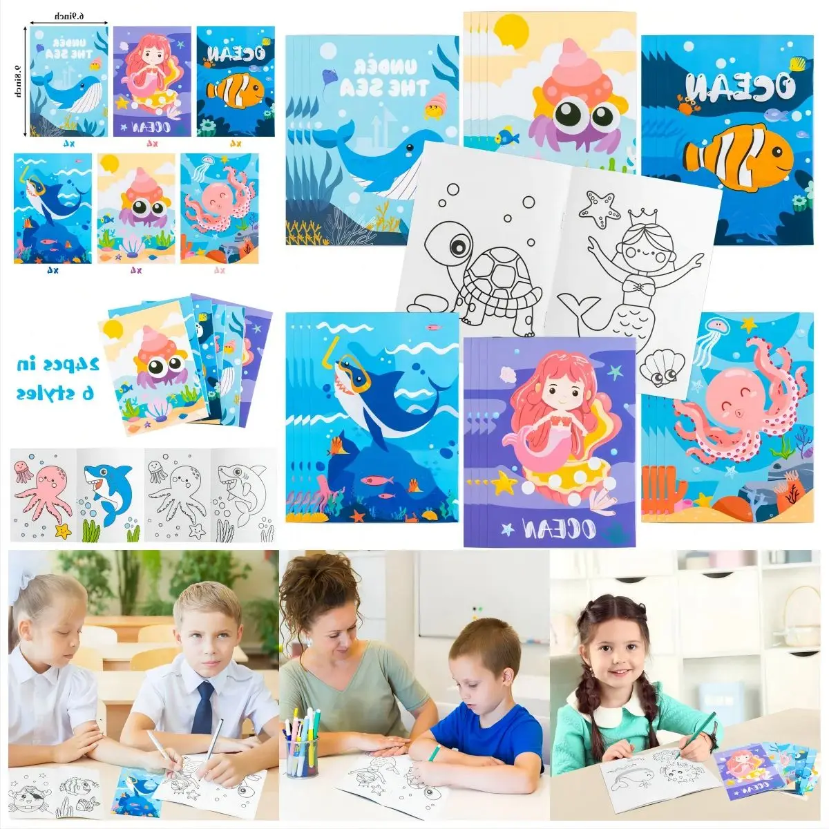 DIY Coloring Book Filling the Ocean Animal/Woodland/Science Theme Pattern Color Book Drawing Atlas Book For School Teaching Supp