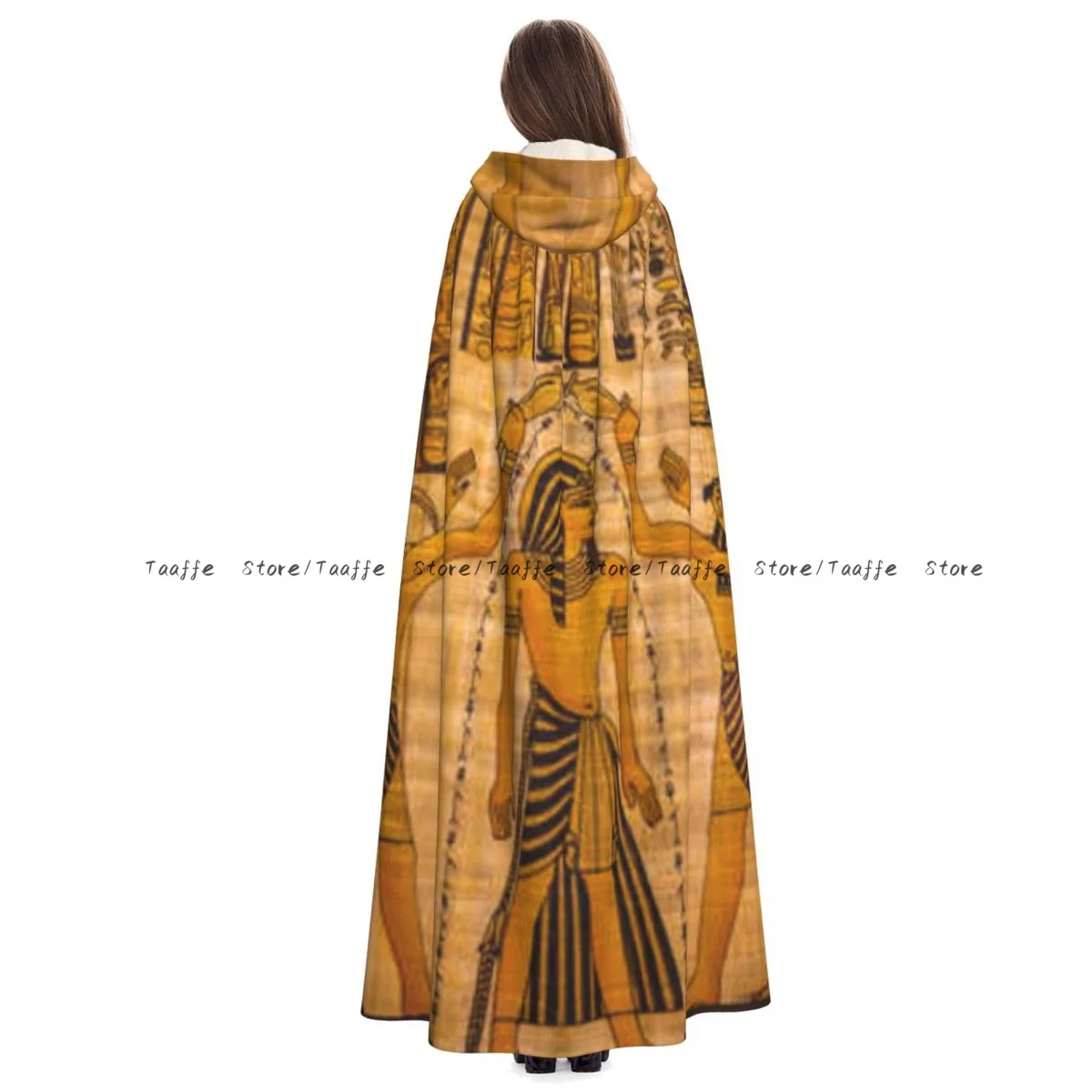 

Medieval Halloween Cosplay Cloak Hooded Coat Egypt Old Papyrus Cape Coat Long Trench Costume Wizard Cloak