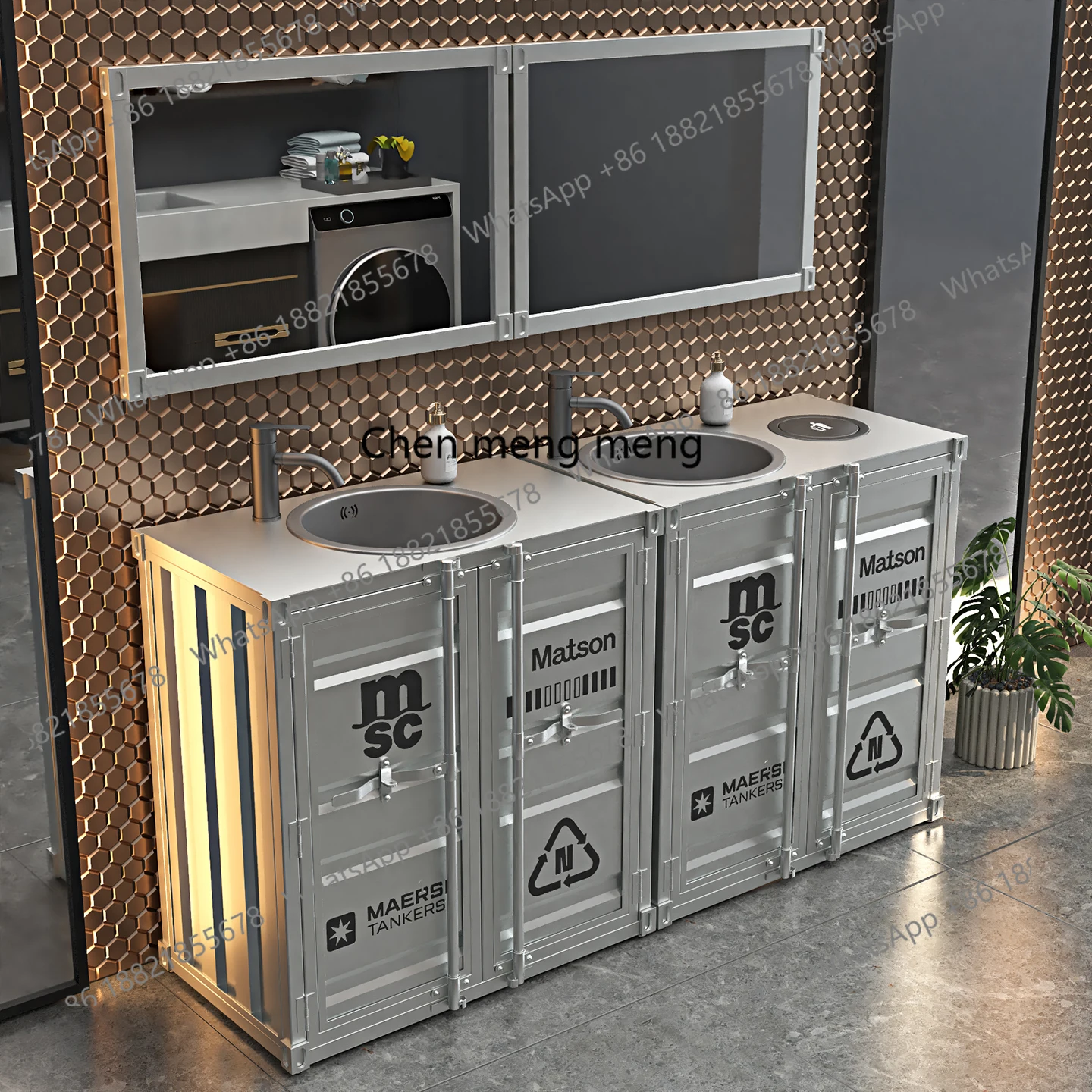 

Creative wash basin, container stainless steel, integrated commercial wash basin set