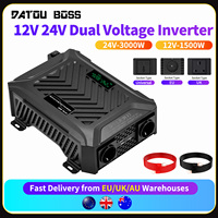 DATOUBOSS 12V/24V to 230V 1500W/3000W, Pure Sine Inverter 3000W/6000W Peak Power, with Intelligent Detection System LCD Display