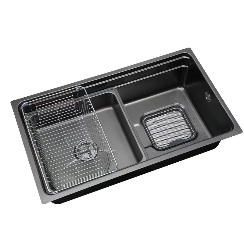 حوض مطبخ سميك 4 مم، لوح، حوض خضروات، صف جانبي، مجموعة خبث كبيرة