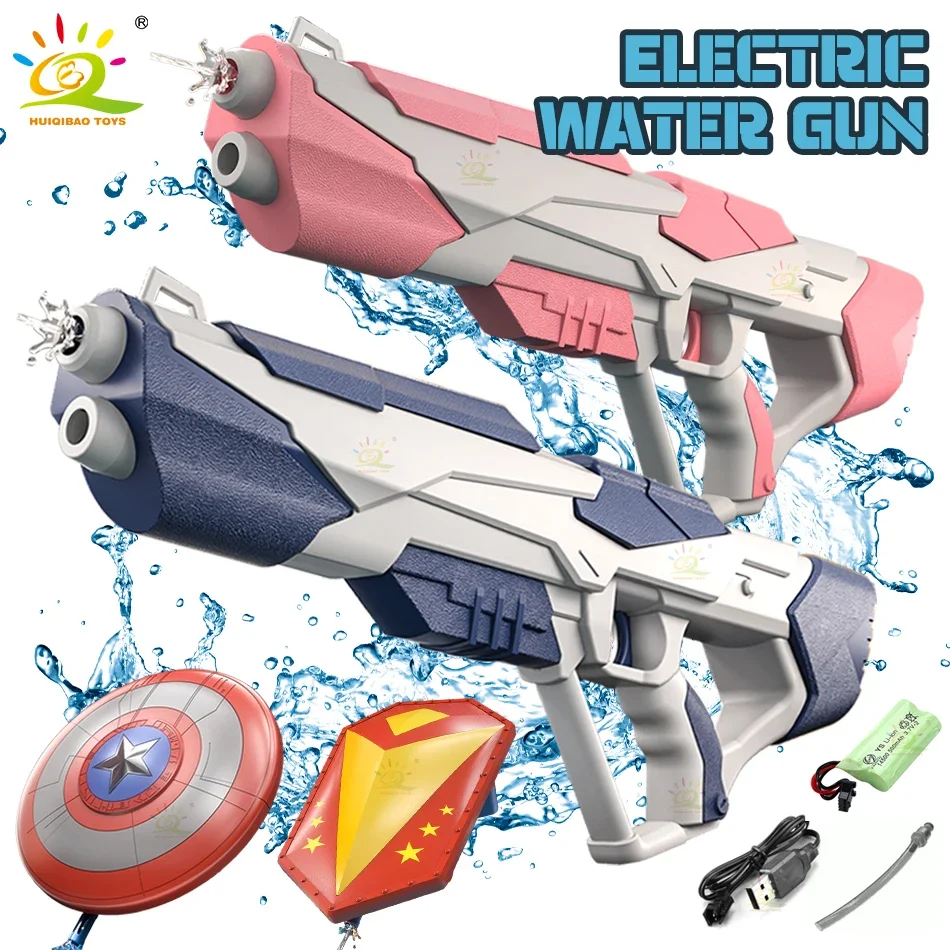 Space Electric Water Gun Launch Shield Hero Captain Water Fight Summer Beach Outdoor Fantasy Shooting Game Toy for Children Gift