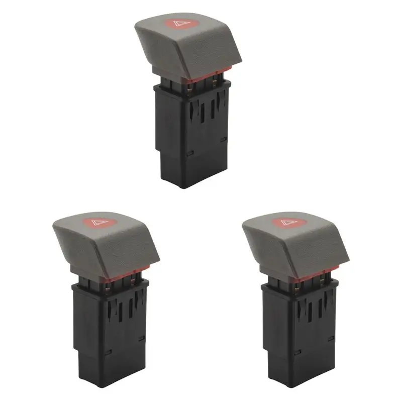 3X Car Hazard Emergency Light Flasher Switch For Renault Kangoo I 1997-2008 7700308821-N29R