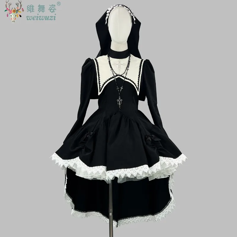 

Halloween Carnival Party Black Gothic Lolita Women Japanese Lace Victorian Punk Style Lolita Dress Stage Perfermance Costume
