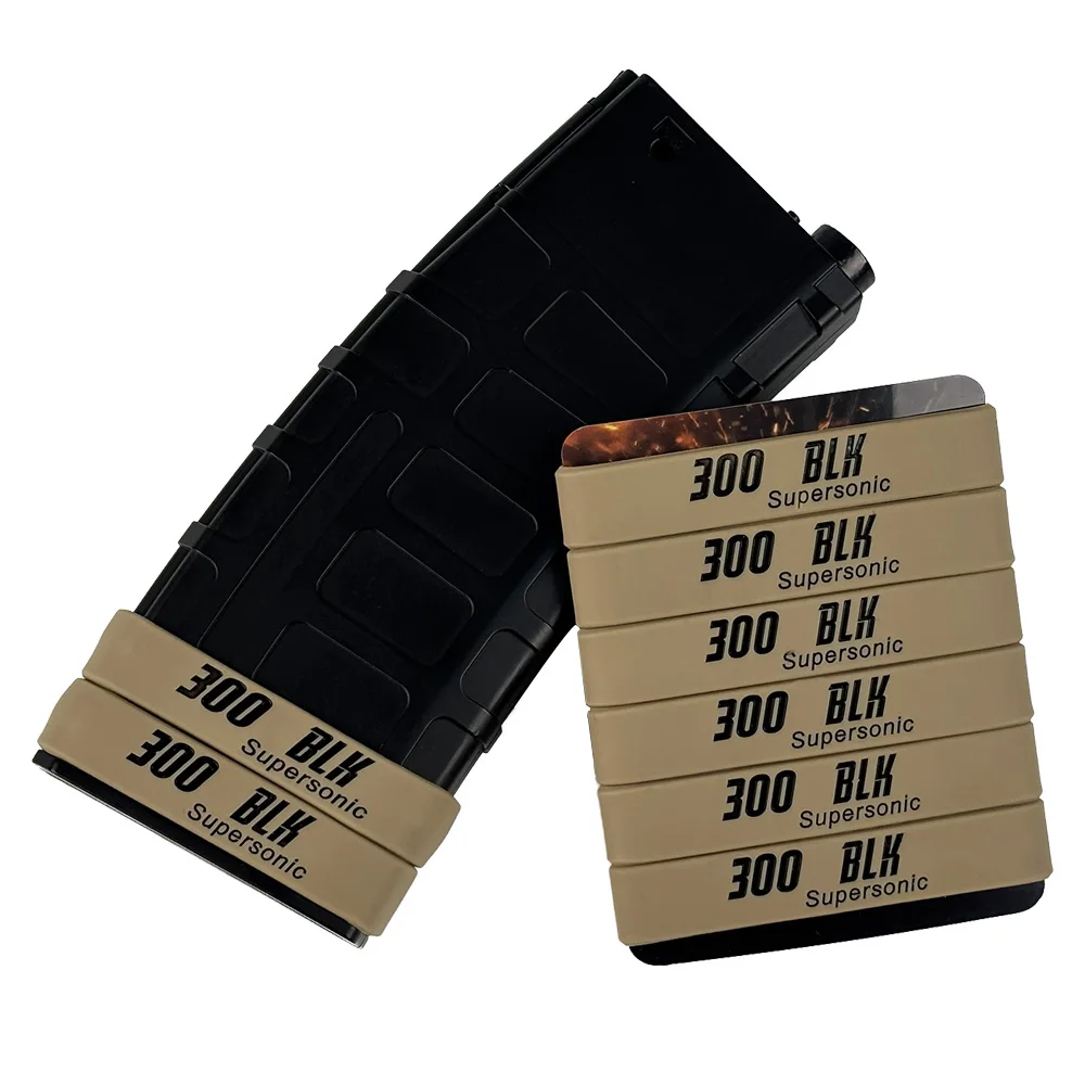 Lot de 6 bandes de marquage tactiques pour chargeurs .300 Blackout Supersonic, en caoutchouc silicone pour identification de chargeurs .300 Blackout, pour la sécurité