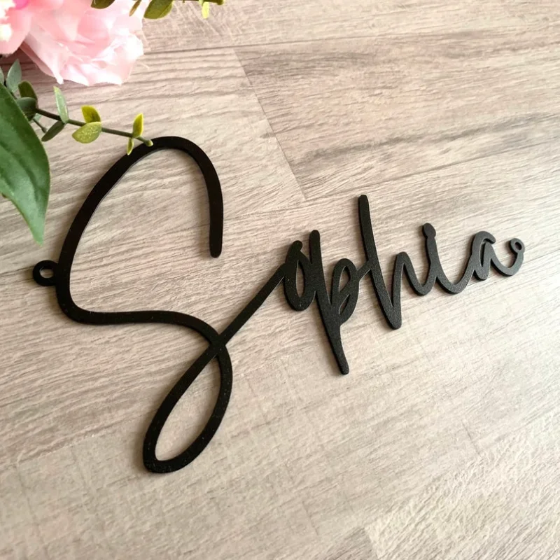 Custom Script Metal Words Personalized Name Plaque Laser Cut Metal Names Metal Wall Sign Nursery Room Wall Art