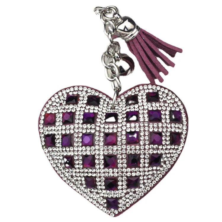 luxury Heart Shape Crystal Keychain Pendant With Metal Keyring for Women\'s Bags and Car Key Accessories Wholesale Price