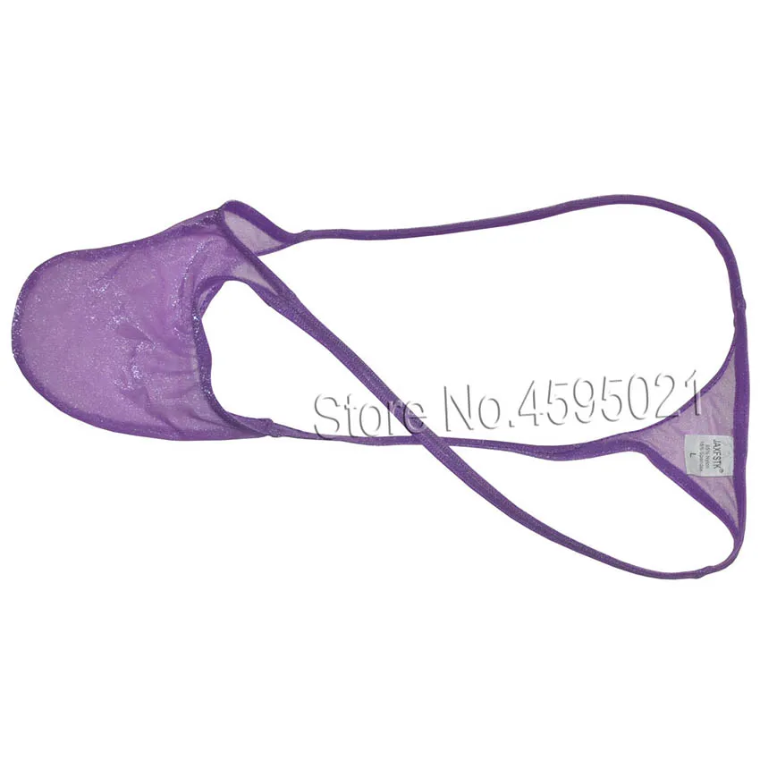 Sexy Men's Thongs Glass Yarn Sheer Mesh Bikini Shiny Solid Underwear Male See-through G-String Organdy Tangas T-Back Quick Dry