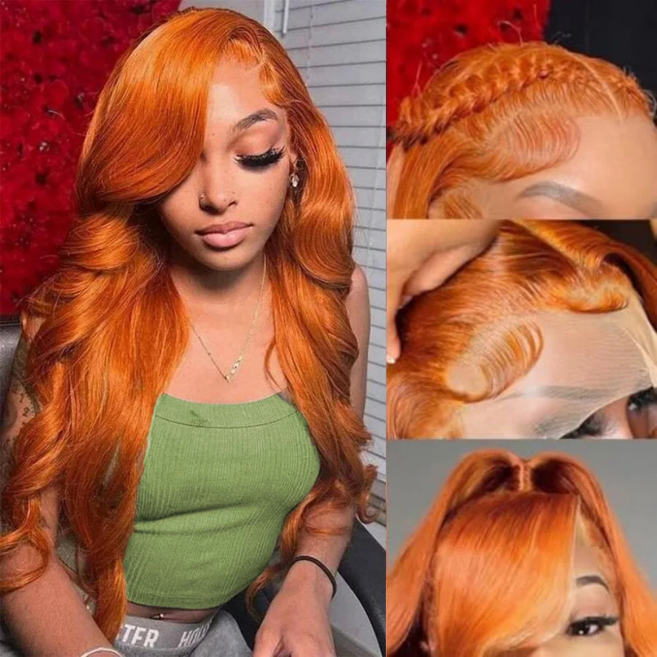 الزنجبيل باروكة من شعر طبيعي الجسم موجة شعر مستعار أمامي 13X6 الشعر البشري 30 بوصة الدانتيل الجبهة الباروكات الملونة الشعر البرازيلي للنساء 230 الكثافة #1