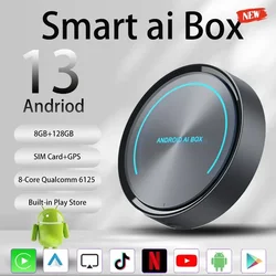 Android 13  Android Auto Wireless CarPlay AI TV Box 8-Core+128GB  For Netflix YouTube Built-in Play Store 4G SIM GPS Navigation