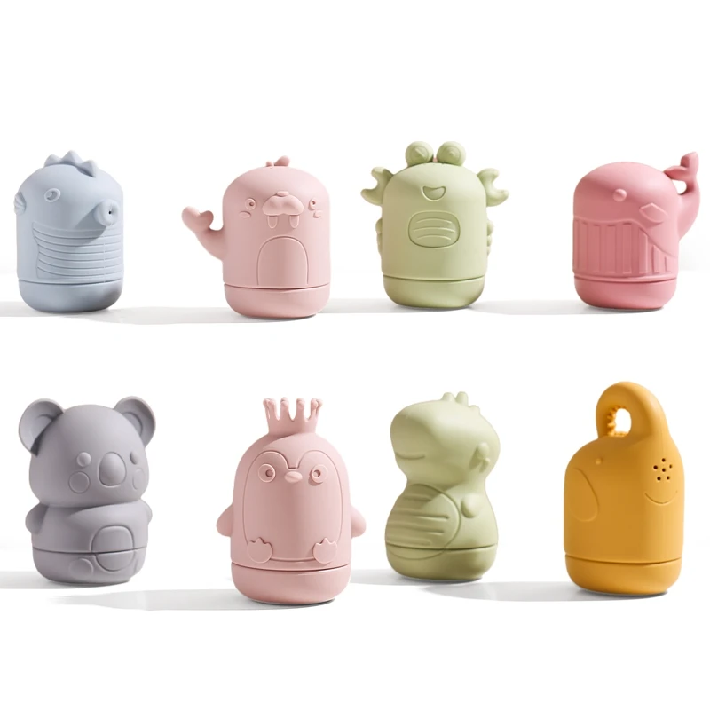 4Pc/Set Baby Silicone Toys Infants Shower Toys Cartoon Animal Floating Silicone BPA Free Toys Silicone Bath Toys for Kids