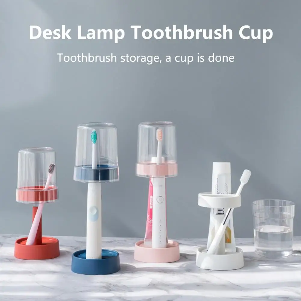 1 Set Toothbrush Holder Height Adjustable Dust-proof Anti-stain Toothbrush Wash Cup Storage Shelf Countertop Organizer Bathroom