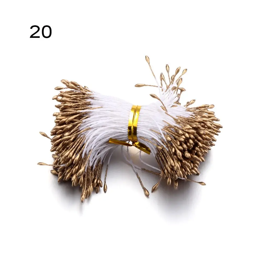 400pcs Mini Flower Hand-made Double Heads Wedding Decoration Flower Stamen DIY Floral Craft Pistil Artificial Pearl