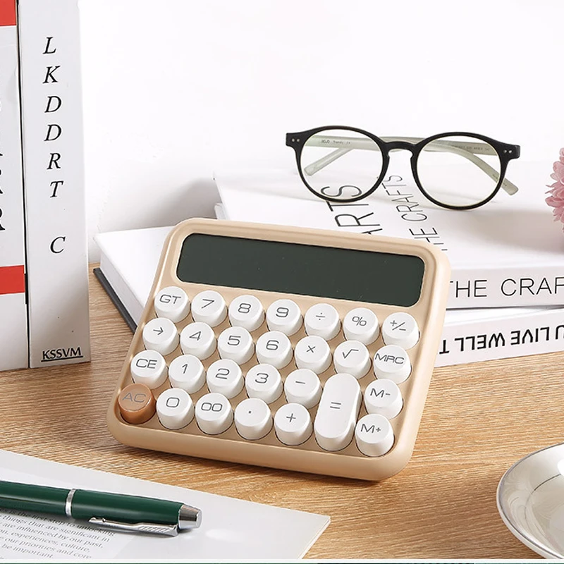 1pc, calculadora estética desktop de 12 dígitos com grande display lcd, calculadora de cores doces botões grandes, botões sensíveis