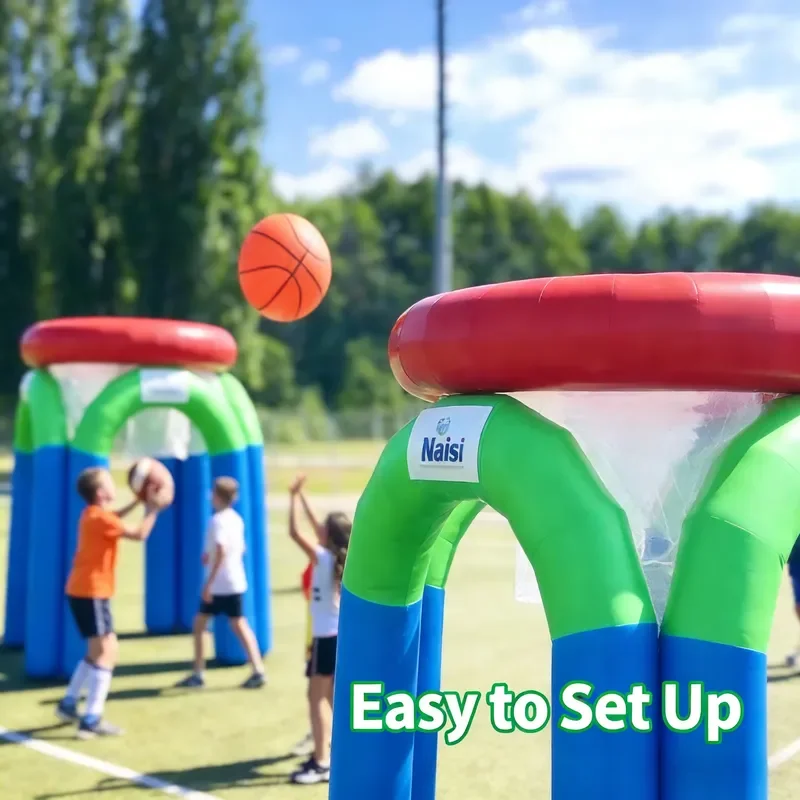 Commercial Inflatable Basketball Toss Game with Blower and Balls Durable Air Tight Target Set for Kids Adults Outdoor
