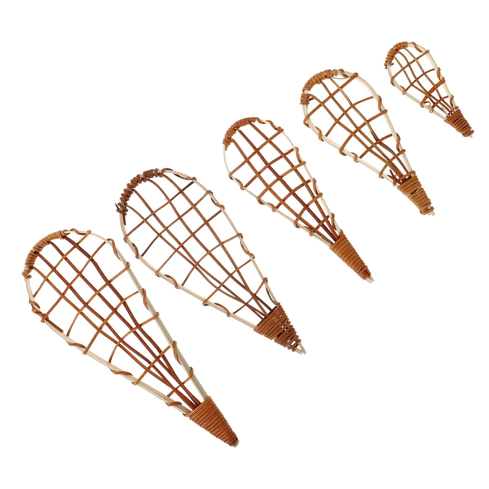 

5Pcs Christmas Tree Hanging Ornament Woven Tennis Racket Design Bamboo Pendant for Xmas Decorations Party Scene Layout Supplies