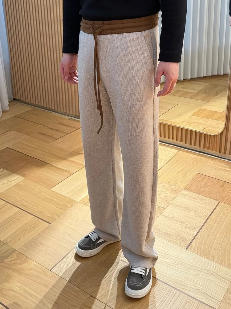 

Мужские повседневные спортивные брюки с широкими штанинами, прямого кроя, цветные, легкие, класса люкс, осенне-зимняя новинка