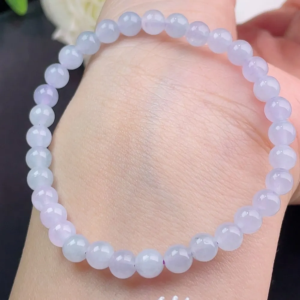 

Браслет из натурального мьянманского жадеита, цепочка из бусин, маленький браслет из ледяного фиолетового жадеита.