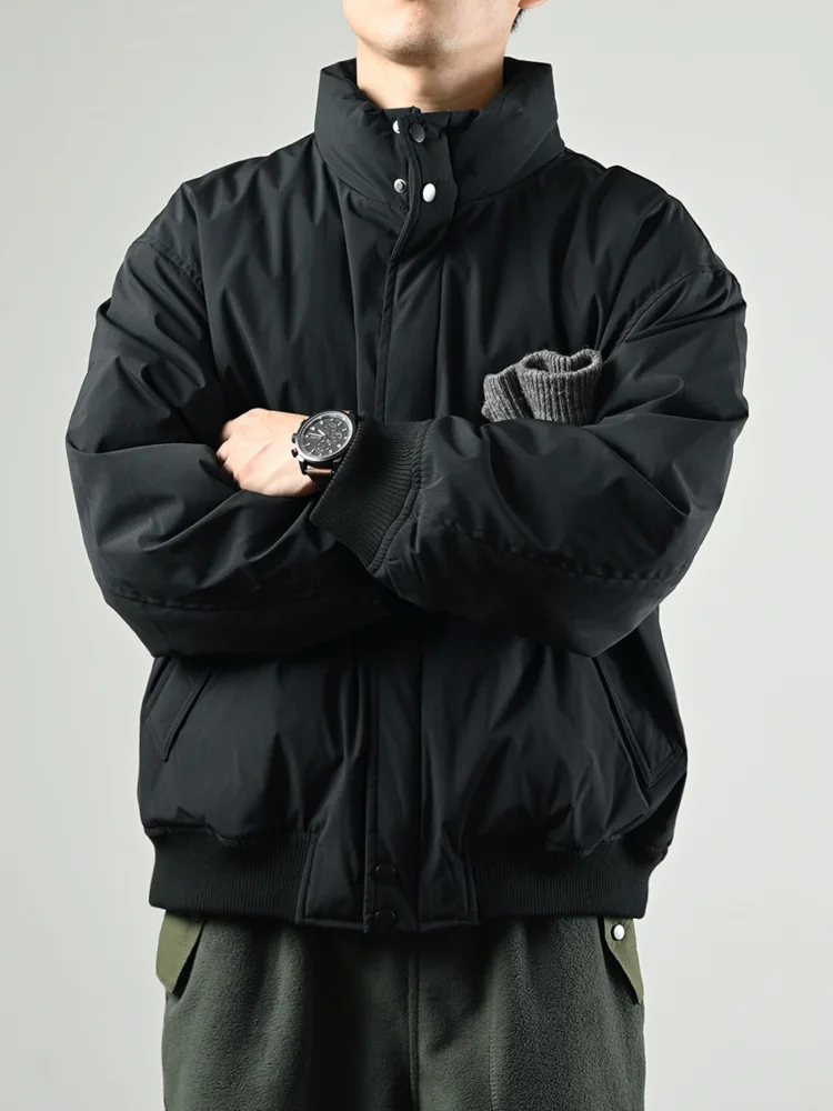 

Down jacket men's solid color simple warm autumn and winter high sense new stand-up collar thickened warm trendy and versatile