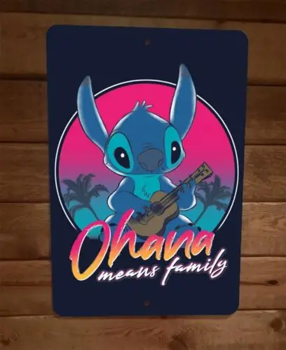 Ohana Means Family 8x12 Metal Wall Sign