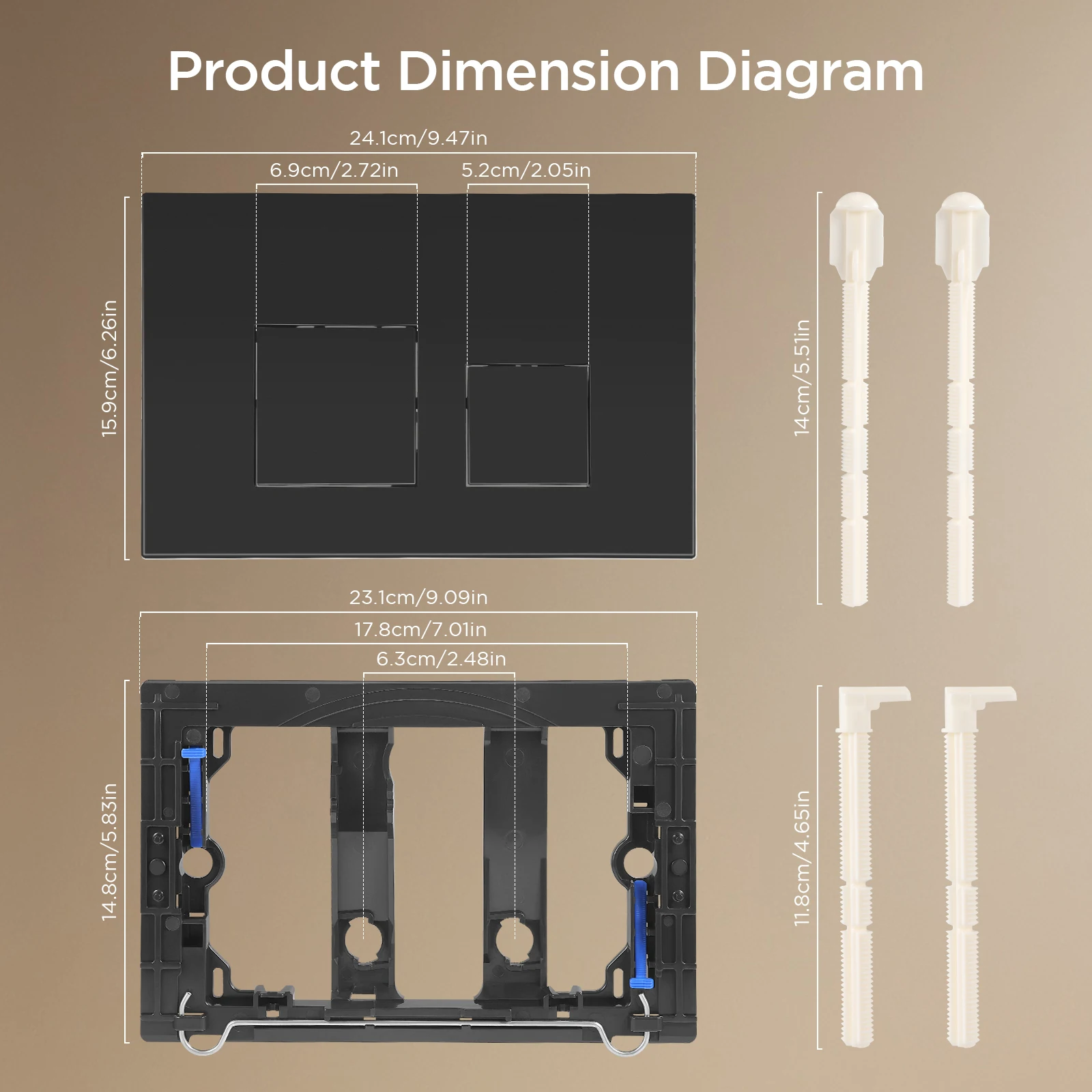 Dual Push Plate with Flush Lever Set and Mounting Frame for Geberit Sigma01 20 30 UP300 & 320 Actuator Plate Replacement Parts