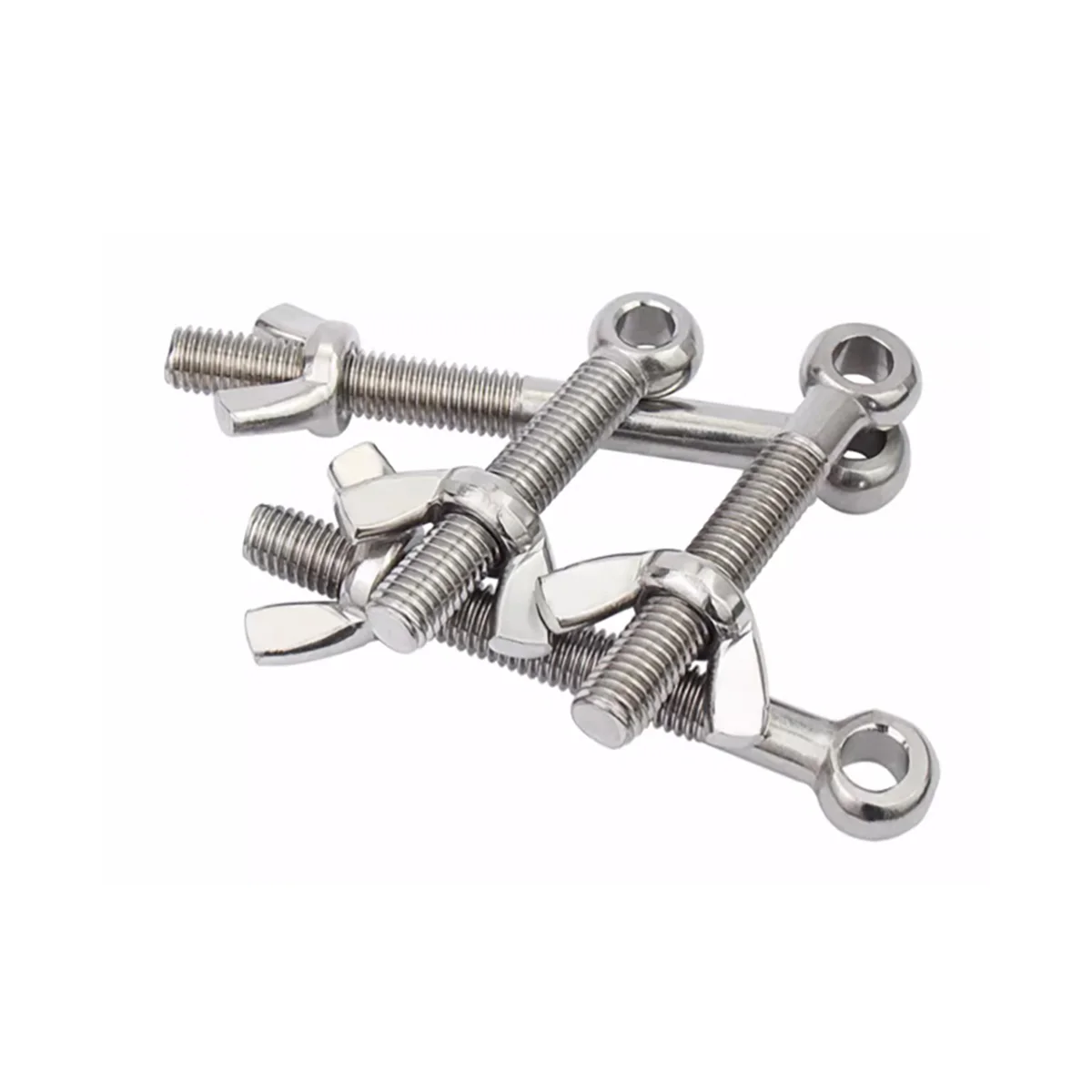 304 Stainless Steel Articulated Bolt+Butterfly Nut Set With Fisheye Hole Screw M5M6M8M10