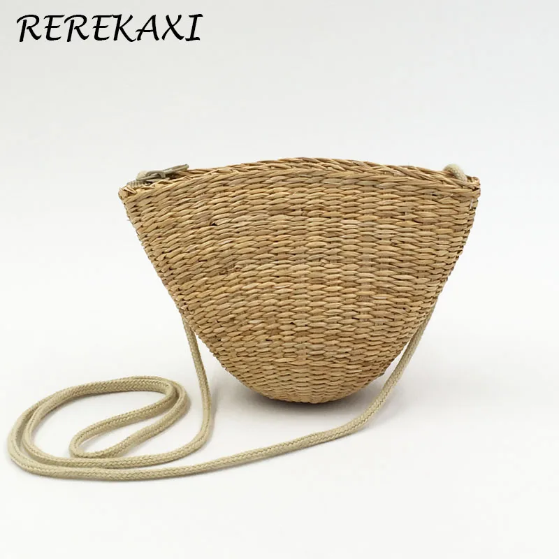 Rattan Woven Mini Women's Shoulder Bag Handmade Straw Bag Bohemian Summer Beach Bag Girls Crossbody Bags Female Messenger Bag