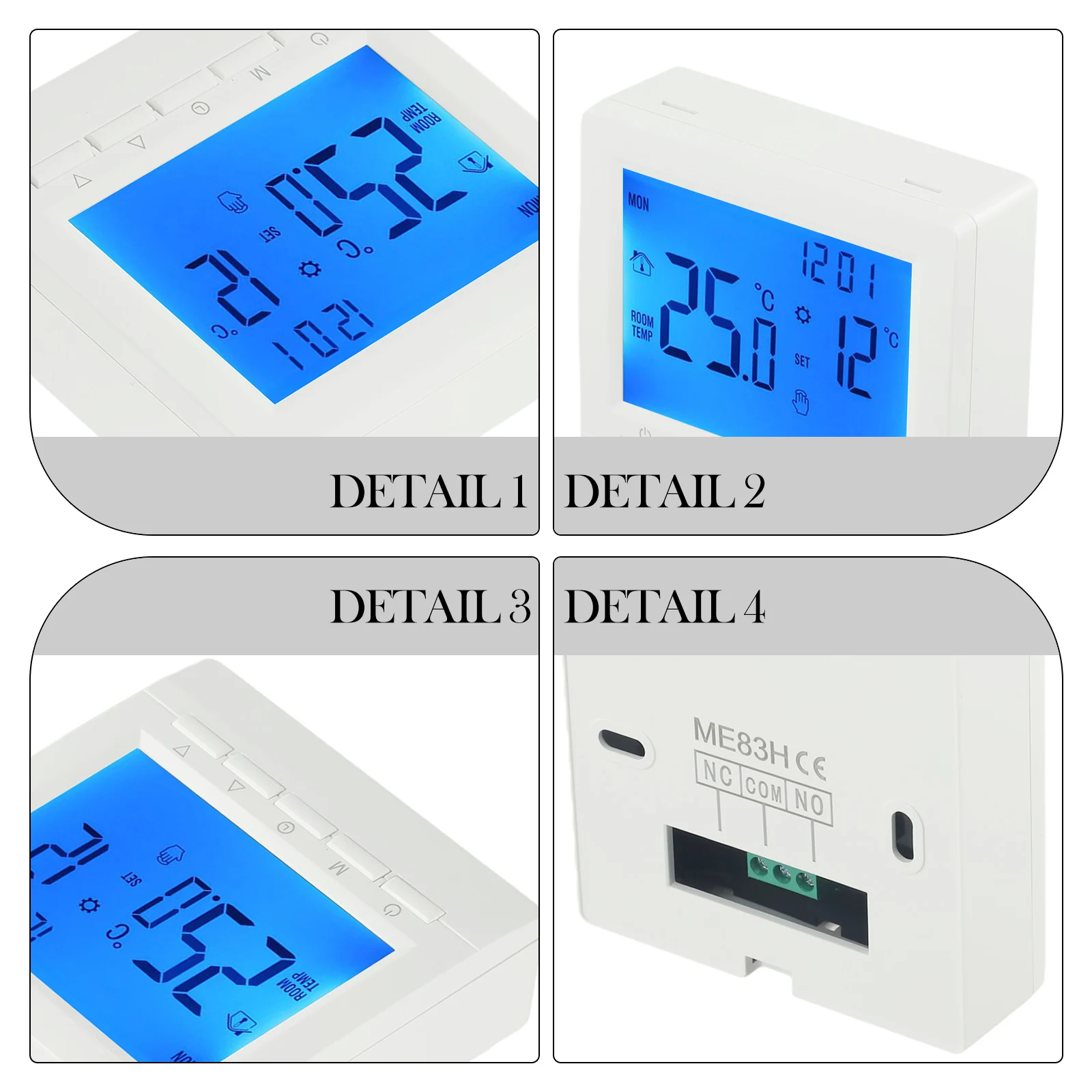 1set Thermostat With 2pcs Fastening Screws Programmable Digital Room Temperature Controller LCD Room Heating Thermostat Tools