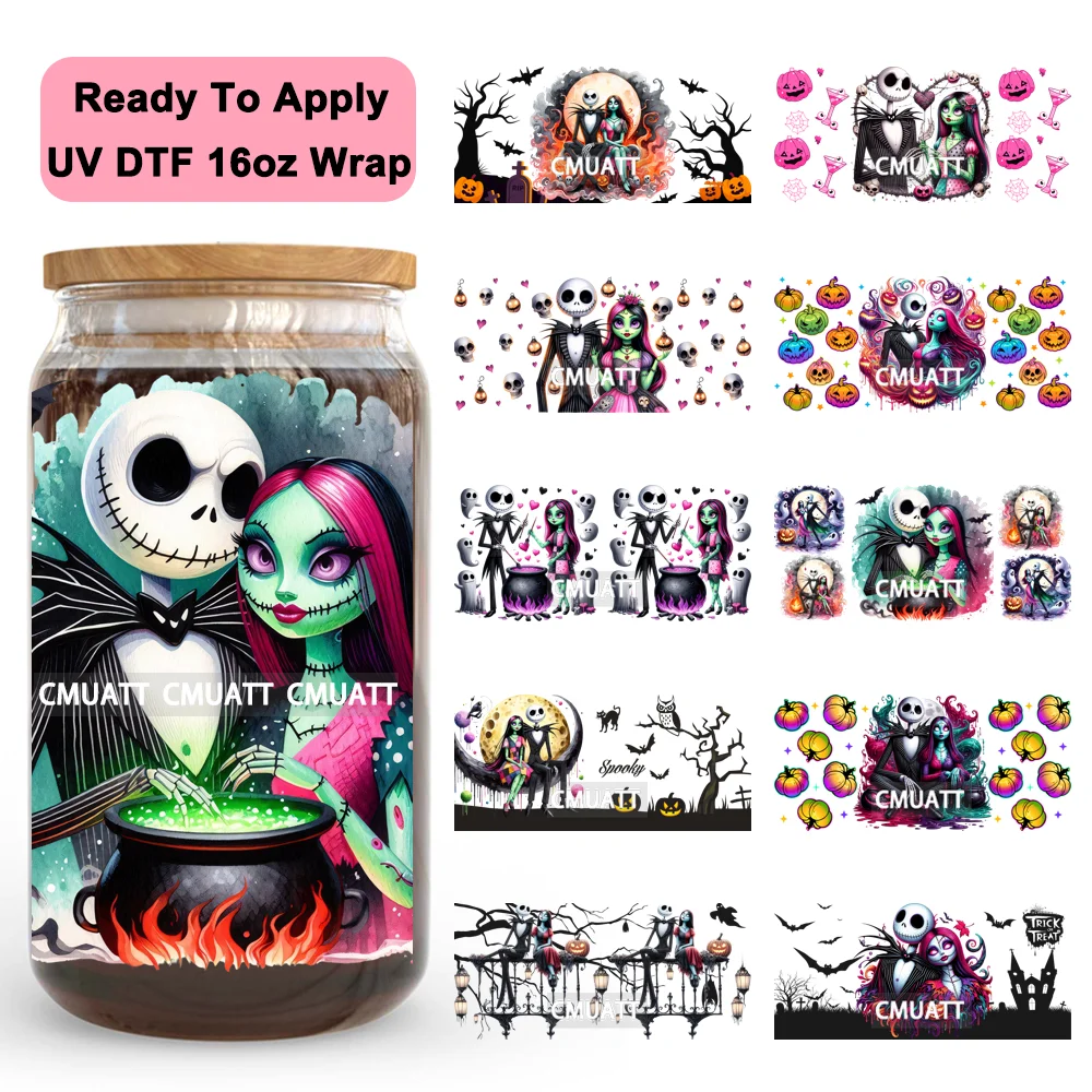

Spooky Halloween Cartoon Movie Characters UV DTF Stickers Ready To Transfer Cup Wrap Custom Labels For Libbey Can Glass Tumbler