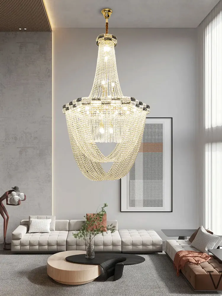 Gold Silver Crystal Chain Led 2025 Ceiling Chandelier Lighting Hanging Lamps Lustre Suspension