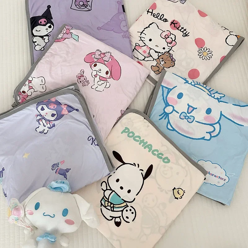 

Sanrio Kuromi Air Conditioning Quilt Hello Kitty Kurumi Kawaii Cartoon Cute Student Family Lunch Blanket Summer Quilt Girls Gift