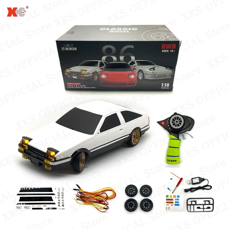 AE86 Model 1/18 RC Car 2.4G Remote Control 15Km/H AWD On Road LED Light ESP Gyroscope RC Drift Racing Toy Car Gift for Boy