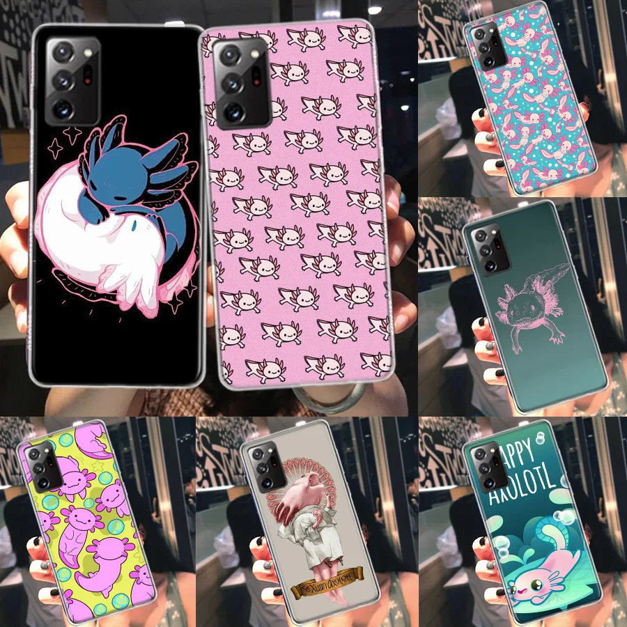 Kawaii Axolotl Pattern Phone Case For Galaxy Samsung A12 A22 A32 A42 A52 A52S A72 A54 A34 A24 A14 A73 A53 A33 A23 A13 F52 F62 Co