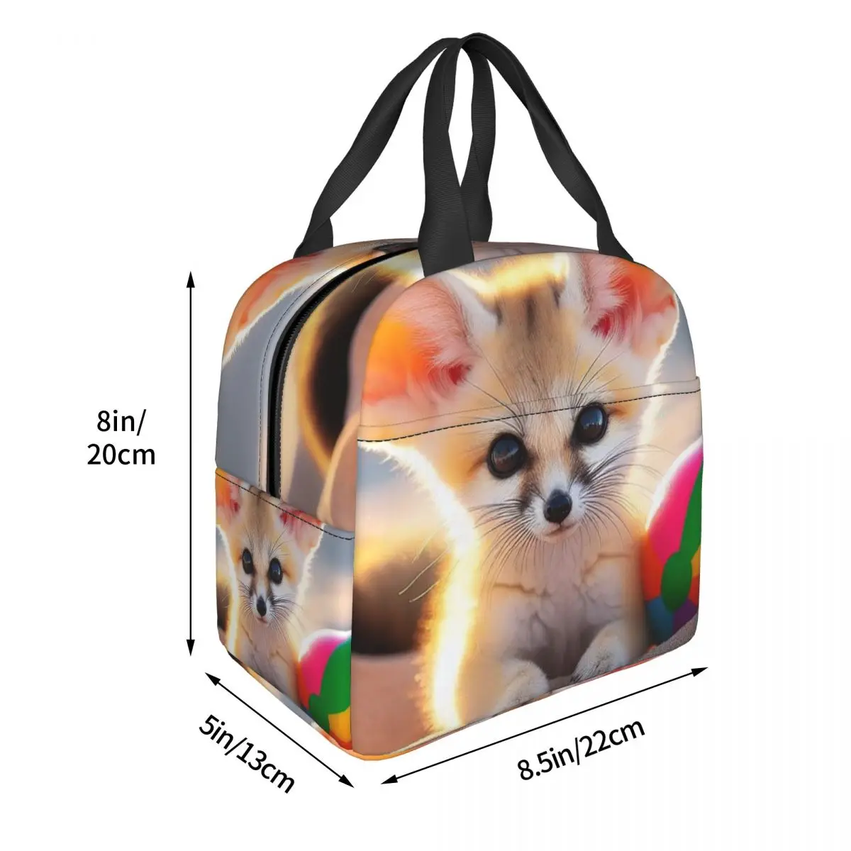 Cute Fennec Fox Insulated Lunch Bag for Women Kids Portable Food Boxes Thermal Lunch Box Tote