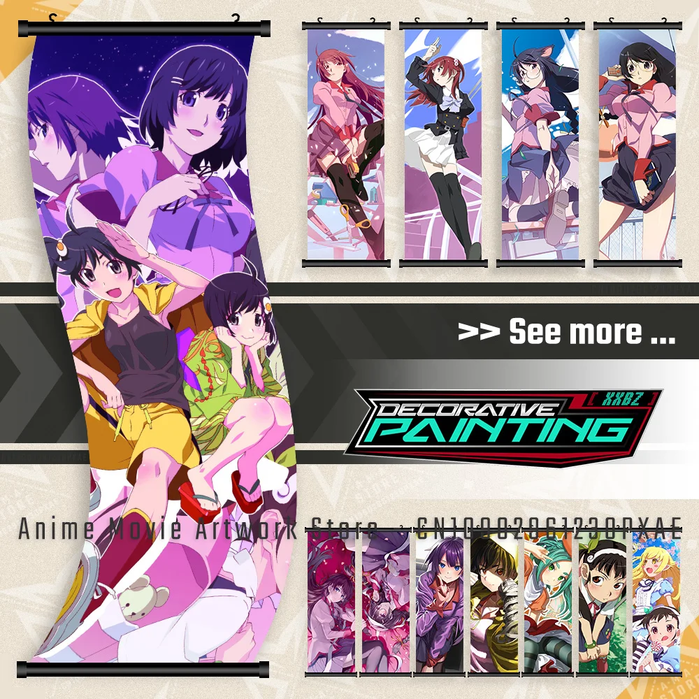 

Japanese Anime Monogatari Series Canvas Prints Poster Araragi Koyomi Wall Art Hanging Painting Room Scrolls Pictures Home Decor