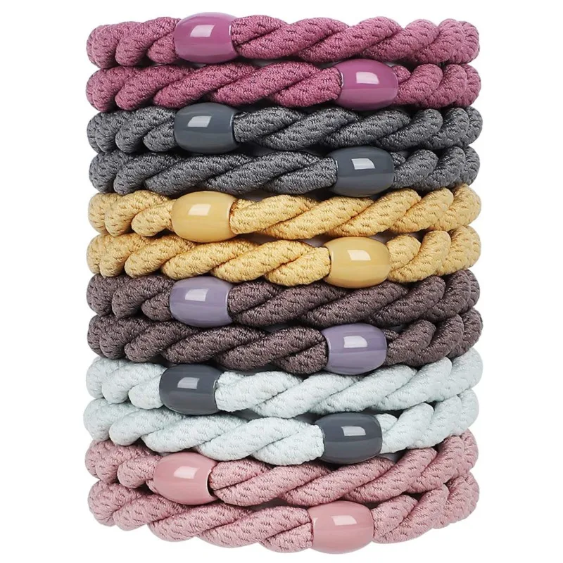 12pçs pulseiras elásticas sem danos, faixas de cabelo fofas, faixas de algodão, suporte de rabo de cavalo de tecido macio para meninas e mulheres, acessórios