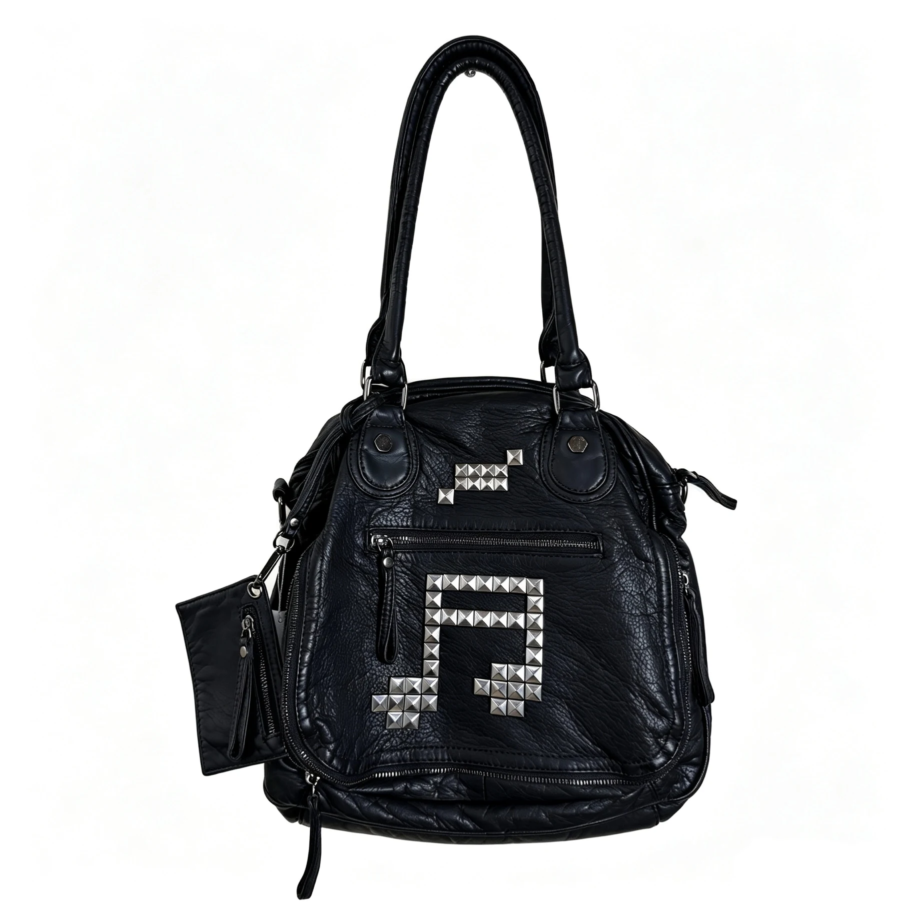 

Original Spice Girls Punk Rivet Notes Boston Bag One Shoulder Slant Cross Bag Rock Style Men and Women