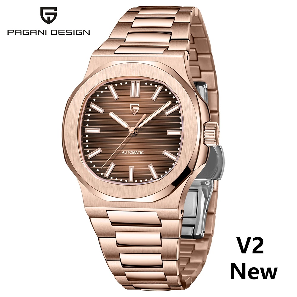Men's Luxury Rose Gold Blue Automatic Watch