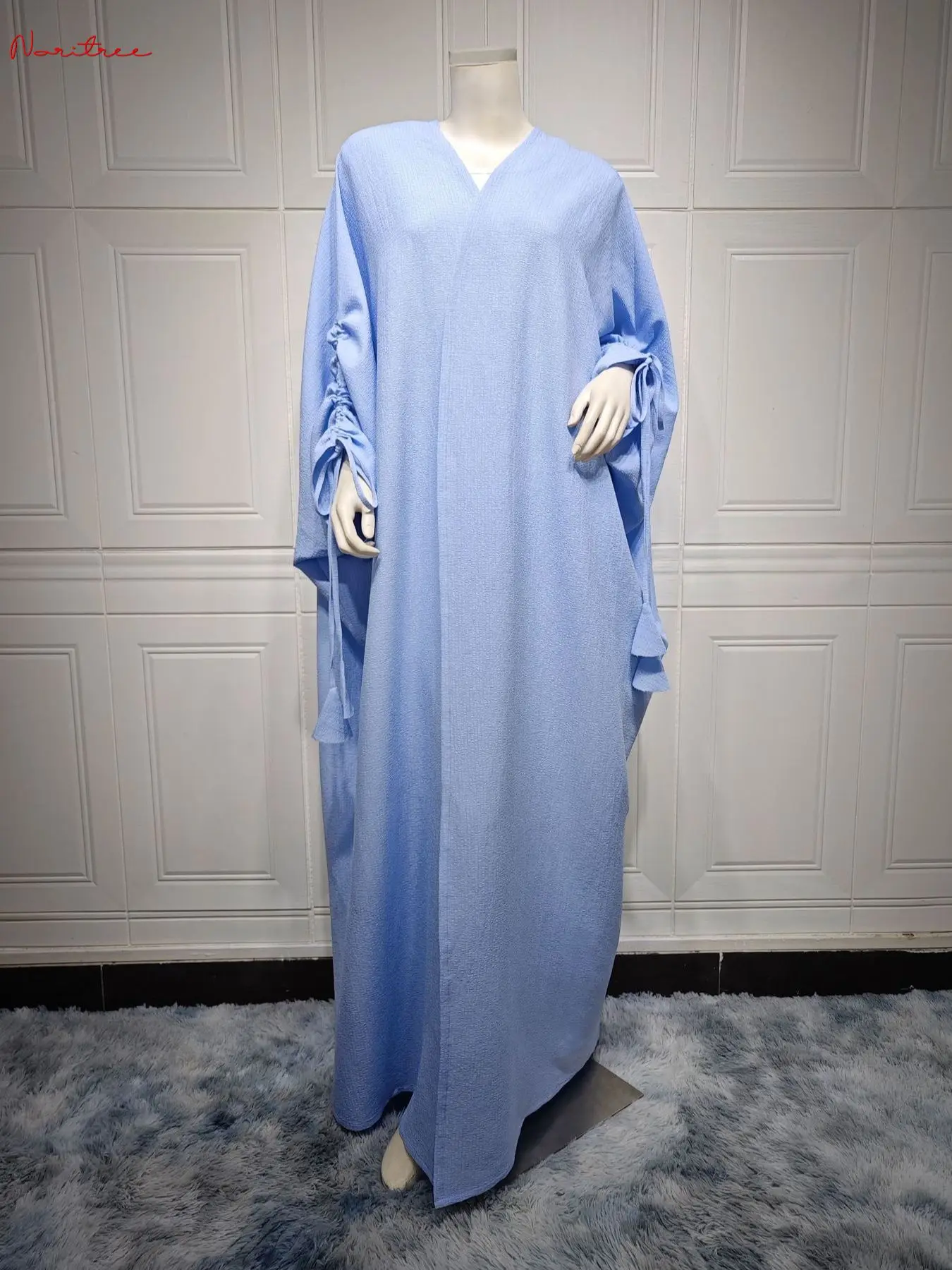 Summer Fashion Oversized Abaya Djellaba Muslim Dress Dubai Full Length Bat Sleeved Abaya Dubai Scarf Muslim Islam Robe WY1698