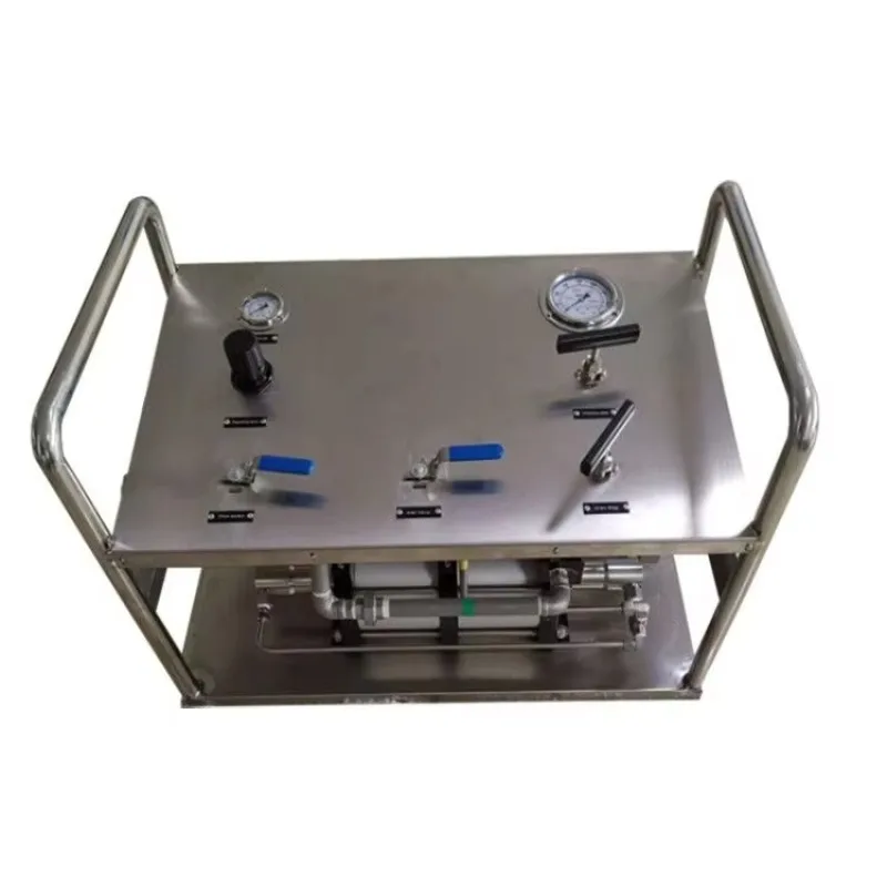 WS-2AT80 300-600 Bar High Flow Double Acting Air Driven Liquid Pump Unit With Gauges and Frame