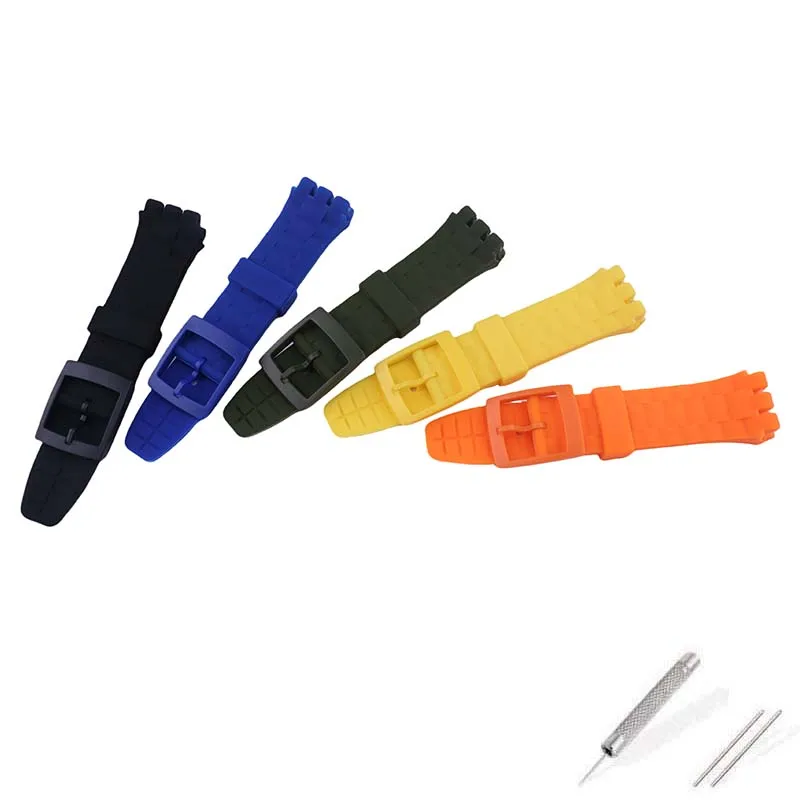 Men's silicone watch band accessories compatible for Swatch Diving suuk400 suuw100 watch strap women's sports wristband 21mm