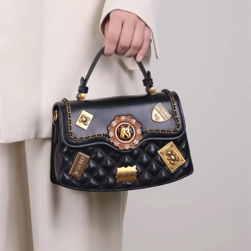 

Luxury brand women's handbag 2025 autumn and winter new high-end texture retro single shoulder oblique color small square bag