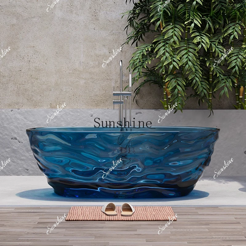 Water ripple crystal transparent colorful resin mermaid bathtub freestanding  FT