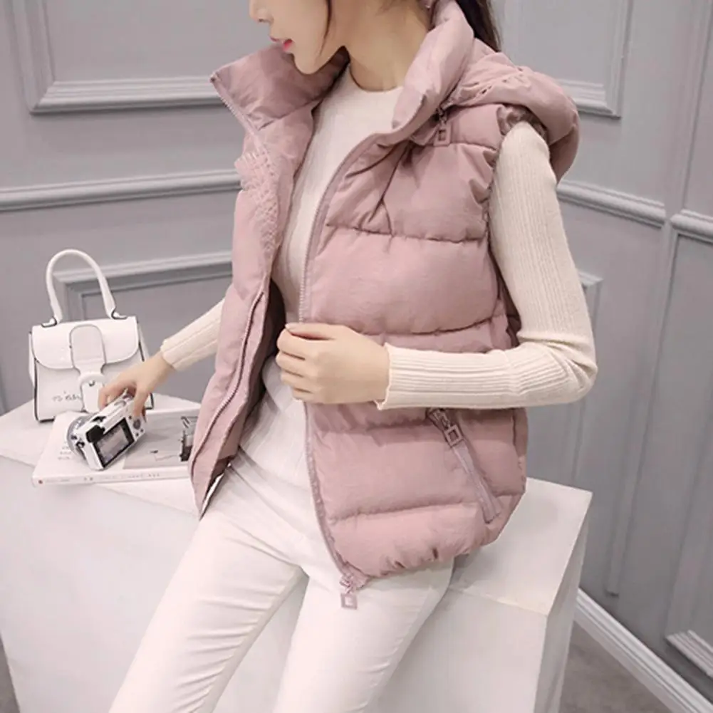 Cozy Comfortable Vest Coat Autumn Winter Sleeveless Clothing Cardigan Casual Style Women Hooded Vest Women Clothing