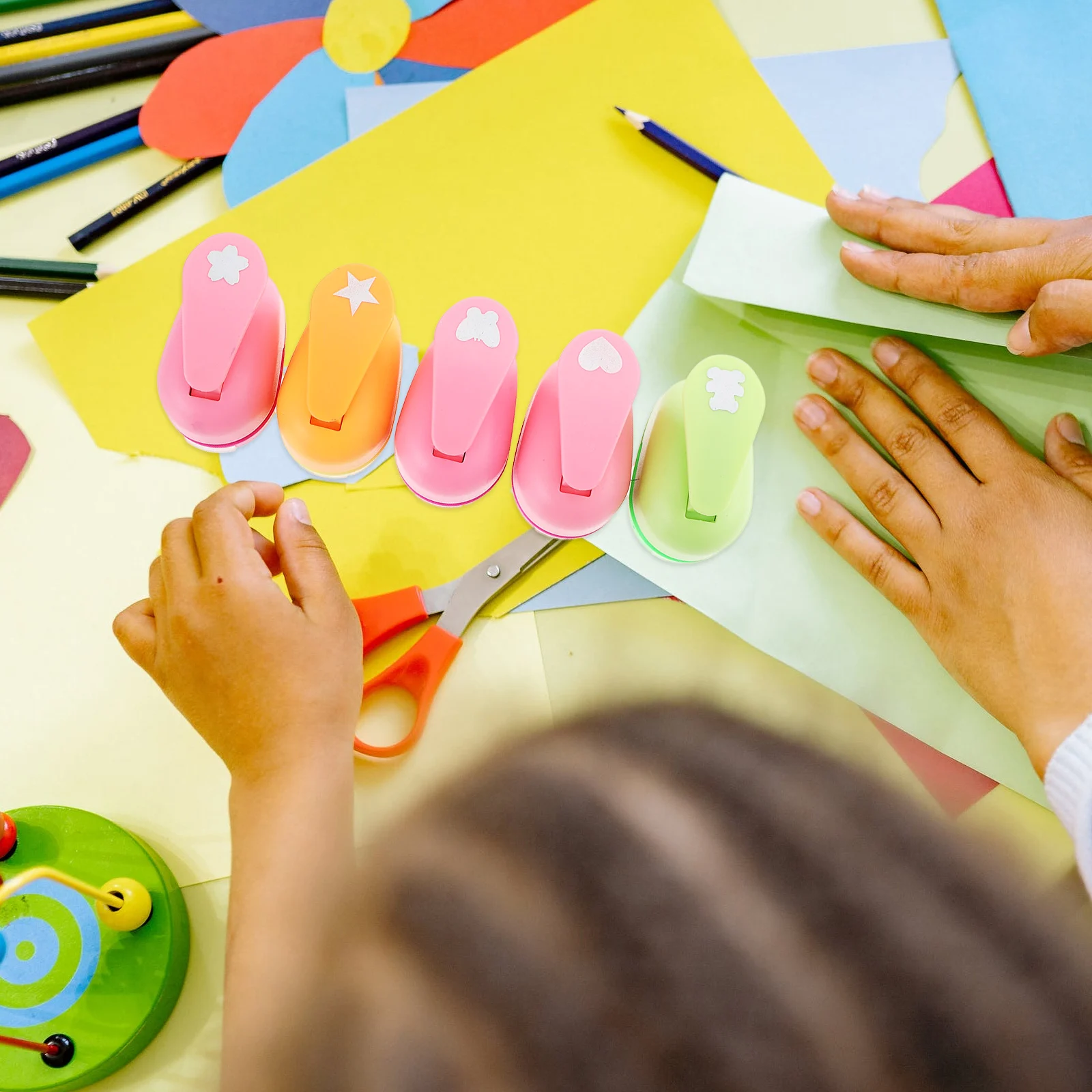 5 قطعة خرامة الورق المحمولة متعددة الوظائف DIY ملحق مقبض مريح للحرف اليدوية والمشروعات الفنية خرامة الورق #4