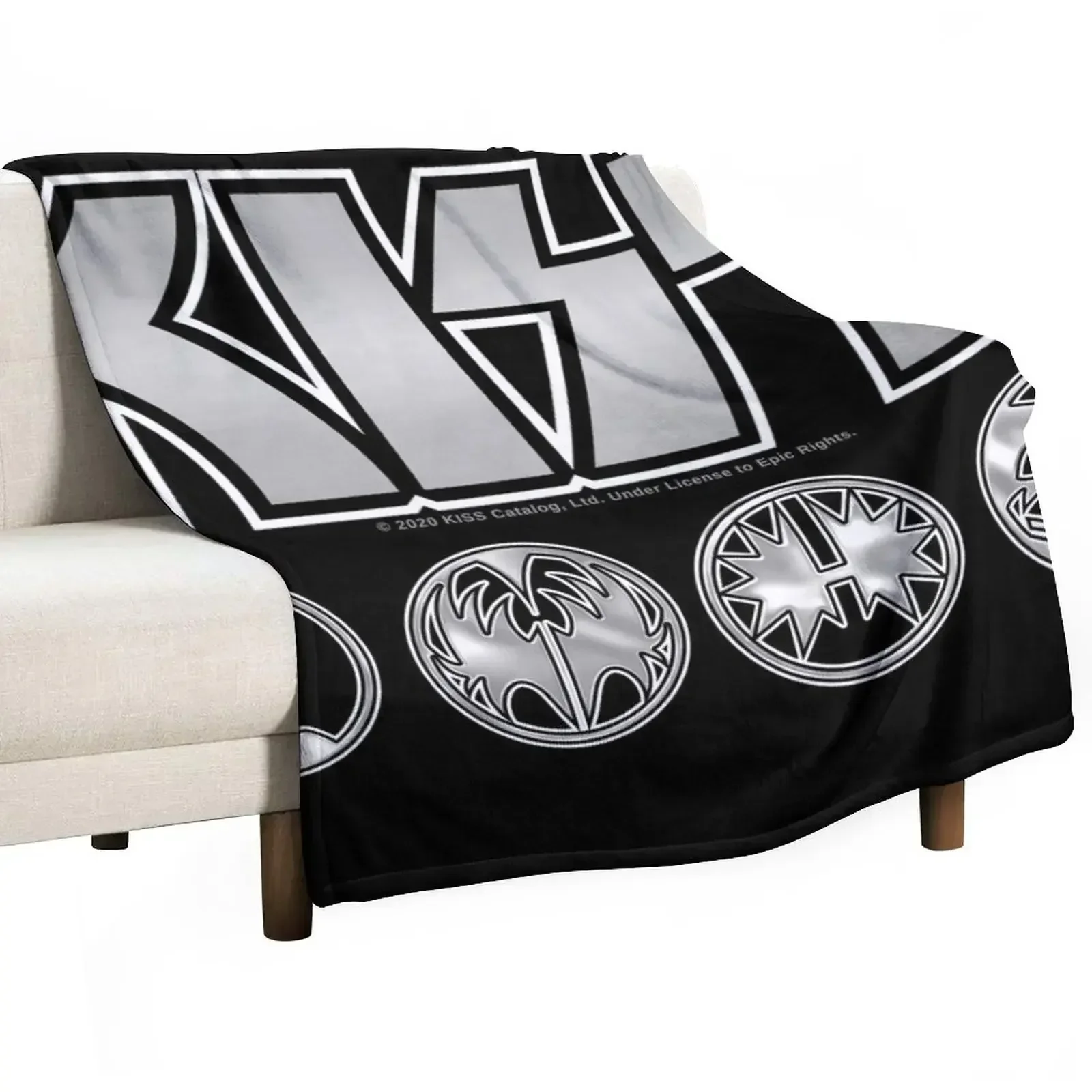 KISS Logo Silver V3 Starchild Demon Spaceman Catman Throw Blanket wednesday Hairys Summer Blankets