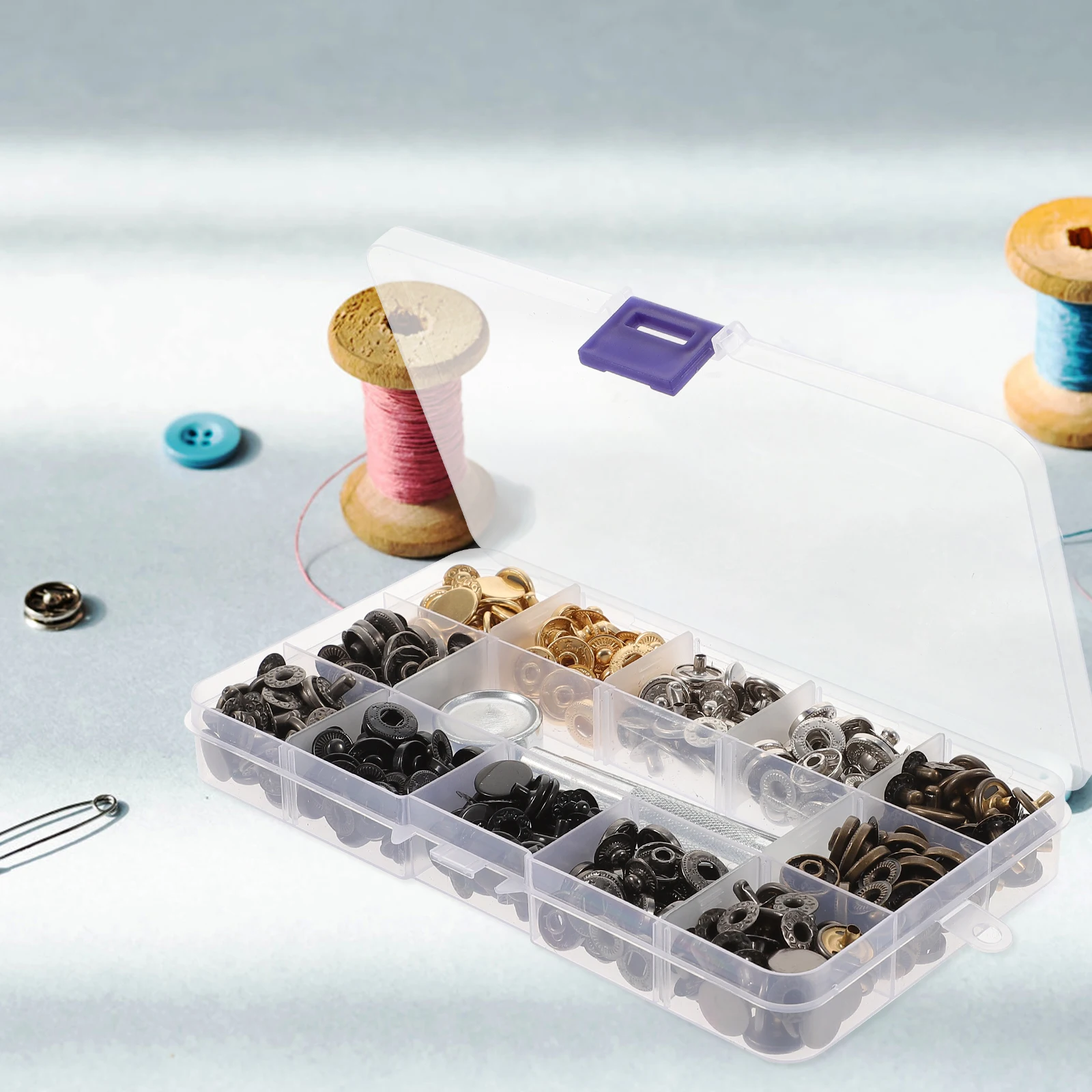 

1 set Metal Snap Buttons Kit For Clothing Fasteners Diy Craft Snap Button Fastener Tool Set For Fabric Shoes Bags Hats